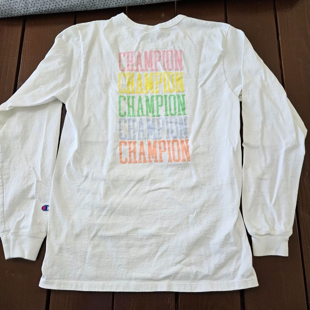 Champion Sz M Unisex Retro Style Pastel Color Cotton Crewneck Long Sleeve Shirt‎